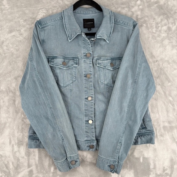 Liverpool Denim Jacket Bluestone Light Wash Button Front Women Long Sleeve Large - Picture 3 of 16